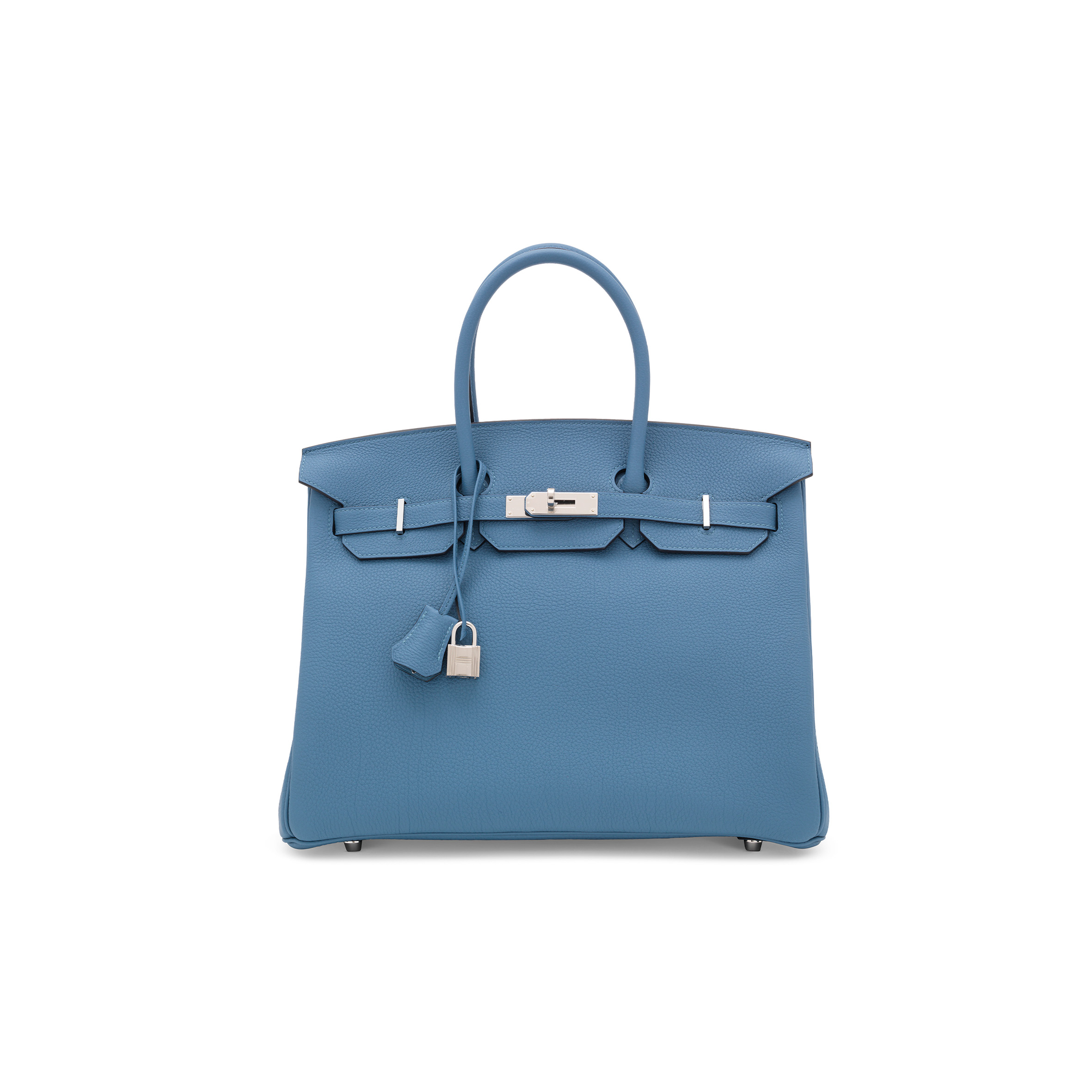 HERMES BIRKIN 30 EPSOM LEATHER AGATE BLUE SILVER BUCKLE HANDBAG 3101504 (30*23*15cm)